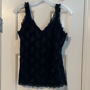 Vintage Y2K Lace Black Babydoll Tank Top Women’s L Whimsygoth Romantic Gothic